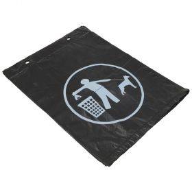Чёрный полиэтиленовый пакет для уборки эксрементов животного 25х30+4см с печатью, в пачке 100шт