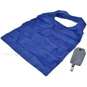 Синяя складная сумка из полиэстера в оболочке из серой отражающей ткани размером 45х65см