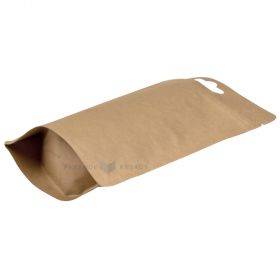 Brown stand-up pouch with aluminium euro hole 11+(2x3,2)x15,5cm, 50pcs/pack