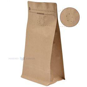 Brown stand-up pouch with metallized PET with ventilation cap 12,5+(2x9)x22cm, 25pcs/pack