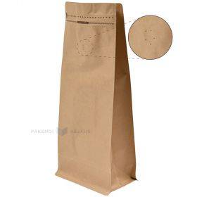 Brown stand-up pouch with metallized PET with ventilation cap  14,5+(2x9)x30cm, 25pcs/pack