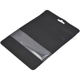 Matte black stand-up pouch with window 16+(2x4,5)x20cm, 50pcs/pack