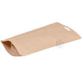 Brown stand-up pouch with aluminium euro hole 16+(2x4)x23,5cm, 50pcs/pack