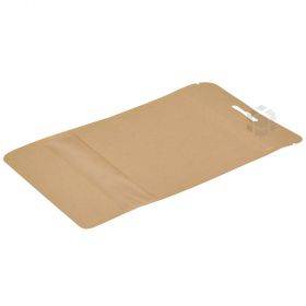 Brown stand-up pouch with window 10+(2x2,5)x14cm, 50pcs/pack