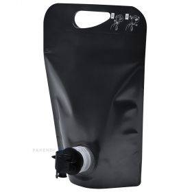 Black standing pouch with butterfly tap 18+(15,5+10,8)x22,5cm 1,5L