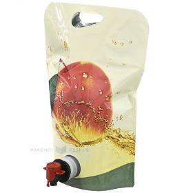 ''Apple'' print standing pouch with butterfly tap 23+(15+13,5)x31cm 3L