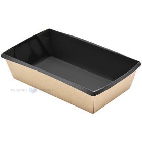 Brown-black carton salad box without lid 800ml 100x180x55mm, 50pcs/pack