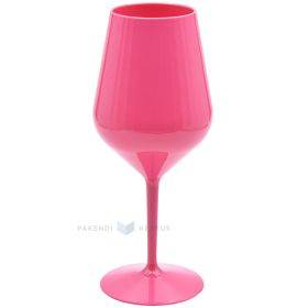 Пластиковый розовый бокал для вина многоразового использования 470мл TT 350х моек в посудомойке