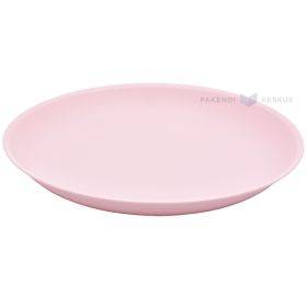 Пластиковая светло-розовая тарелка многоразового использования 20,8см РР 125х моек в посудомойке