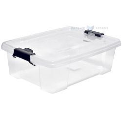 Transparent storage box with lockable lid 450x340x205mm 22L