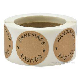Brown label ''Handmade'' print diameter 29mm, 250pcs/roll