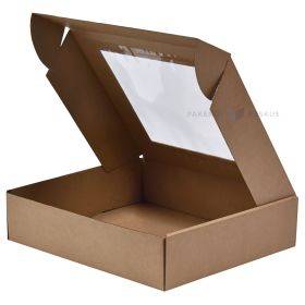 Corrugated carton box with lid and window 330x300x80mm