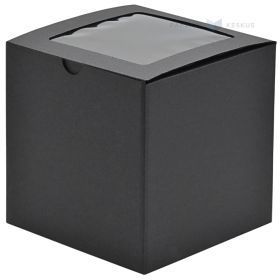Black mini corrugated carton box with window 140x140x140mm