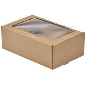 Corrugated carton box with lid and window 330x200x100mm