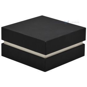 Ivory gift box with black lid 70x70x30mm with soft cushion
