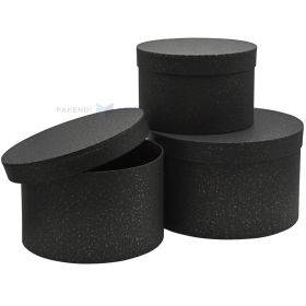 Black golden spots rounded gift boxes with lids, 3pcs/pack