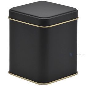 Matte black golden inside metal box with lid 75x75x92mm