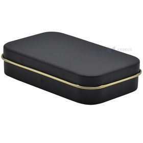 Matte black golden inside metal box with joint lid 97x58x22mm