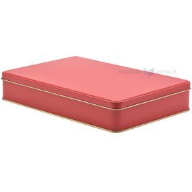 Red golden inside metal box with lid 265x175x45mm