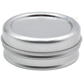 Silver metal box with lid with diameter 50mm with height 18mm