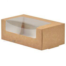 Kartongist pruun/valge aknaga koogikarp 16x9x6cm, pakis 25tk