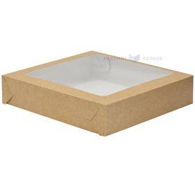 Lids with window brown/white for cake box 27,5x27,5+6cm, nr. 6, 100pcs/pack