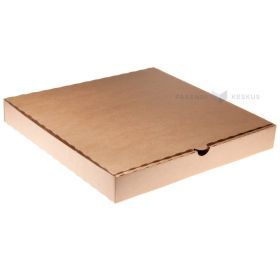 Коричневая коробка под пиццу из мини гофрокартона 36x36+3,5см, в упаковке 50шт