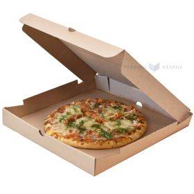 Коричневая коробка под пиццу из мини гофрокартона 30х30х4см, в упаковке 50шт