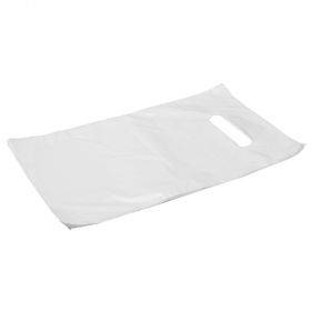 White plastic bag with punch hole handle 16x24cm, 100pcs/pack