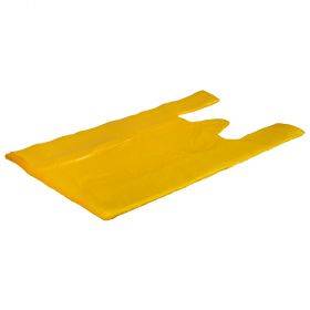 Yellow plastic T-shirt bag 25+12x45cm, 100pcs/pack
