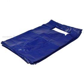Blue plastic T-shirt bag 45+25x75cm, 100pcs/pack