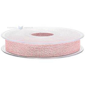 Shiny pink lurex ribbon 15mm wide, 30m/roll