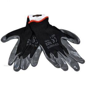 Чёрные полиэстеровые перчатки с нитриловым покрытием на ладони но. 9