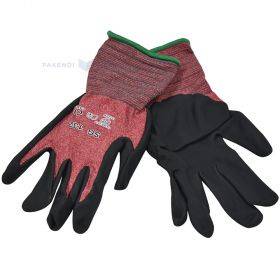 Red nylon/spandex gloves on palm foamnitrile rubber nr. 7