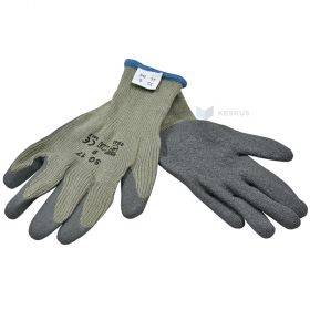 Gray woven gloves on palm scabrous latex woolen lining nr. 10