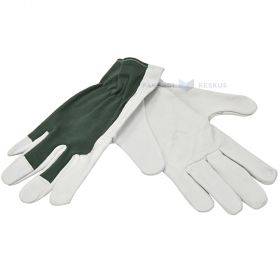 Green-white cotton gloves on palm coat skin nr. 11