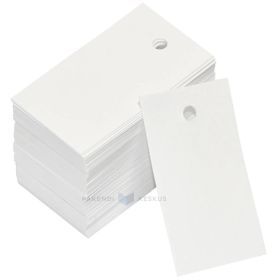 Белая этикетка из картона 49х28мм, в упаковке 100шт