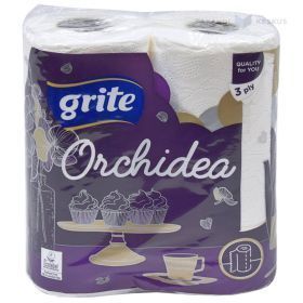 3-layered paper towel Grite Orchidea 22,4cm wide, 14m/roll 2rolls/pack