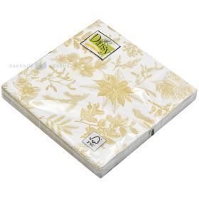 3-layered napkin with golden plants 33x33cm, 20pcs/pack
