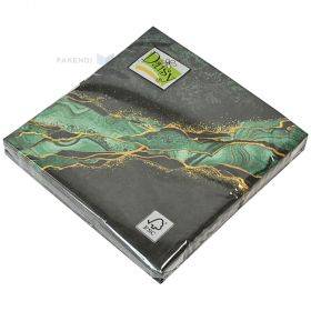 3-layered napkin with green marble pattern 33x33cm, 20pcs/pack