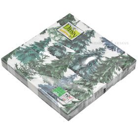 3-layered napkin with green watercolor trees 33x33cm, 20pcs/pack