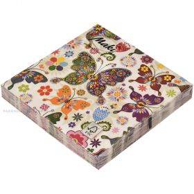 3-layered napkin with butterflies 33x33cm, 20pcs/pack