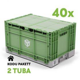RENTAL-HOME PACKAGE 2 ROOMS-Plastic collapsible moving box WOXBOX 600x400x340mm, 40pcs/kit