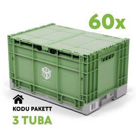 RENTAL-HOME PACKAGE 3 ROOMS-Plastic collapsible moving box WOXBOX 600x400x340mm, 60pcs/kit