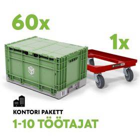 RENTAL-OFFICE PACKAGE 1-10 WORKERS-60pcs moving box WOXBOX + 1pcs box cart WOXROLLER