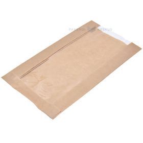 Brown paper bag with window 16x6/10x31cm, 100pcs/pack