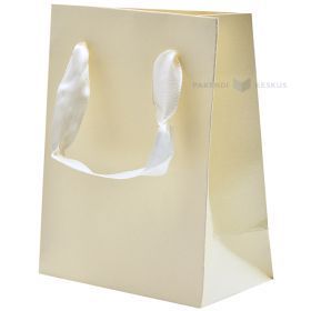Ivory white paper bag with rope handles 11+6x14cm
