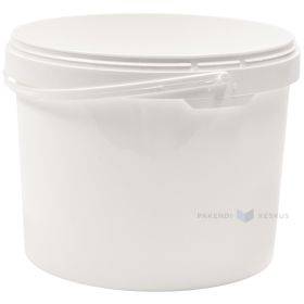 White plastic bucket without lid with handle 10 000ml / 10L with diameter 264mm