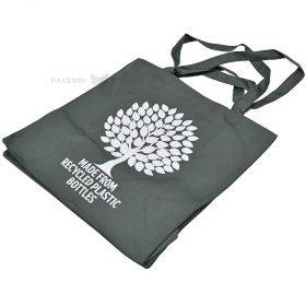 Grey textile bag with tree print with double handles made of bottles rPET 40x20x40cm