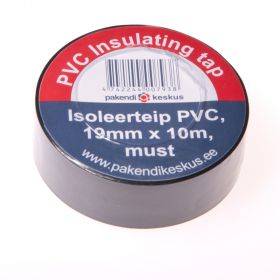 Black insulating tape 19mm wide, 10m/roll